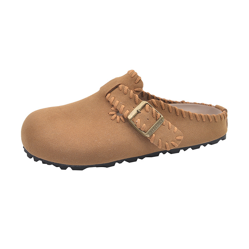 Ženske retro Toe-Cap papuče s debelim potplatom (gornji dio PU, potplat od gume, podstava od umjetne kože, slip-on, debljina potplata 0–3 cm)