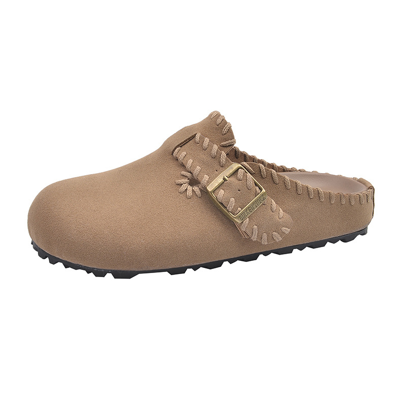 Ženske retro Toe-Cap papuče s debelim potplatom (gornji dio PU, potplat od gume, podstava od umjetne kože, slip-on, debljina potplata 0–3 cm)