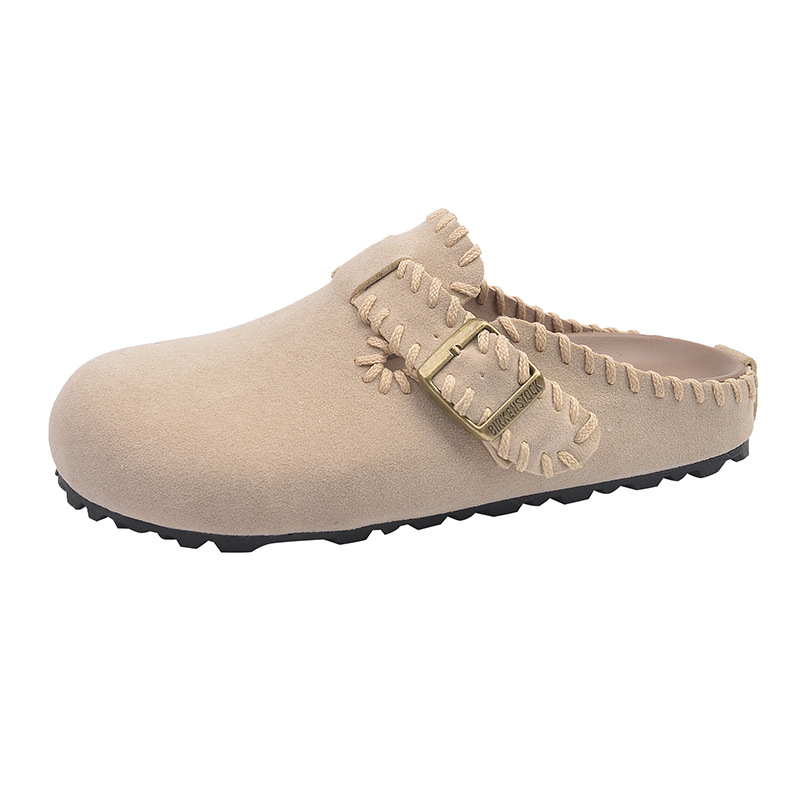 Ženske retro Toe-Cap papuče s debelim potplatom (gornji dio PU, potplat od gume, podstava od umjetne kože, slip-on, debljina potplata 0–3 cm)