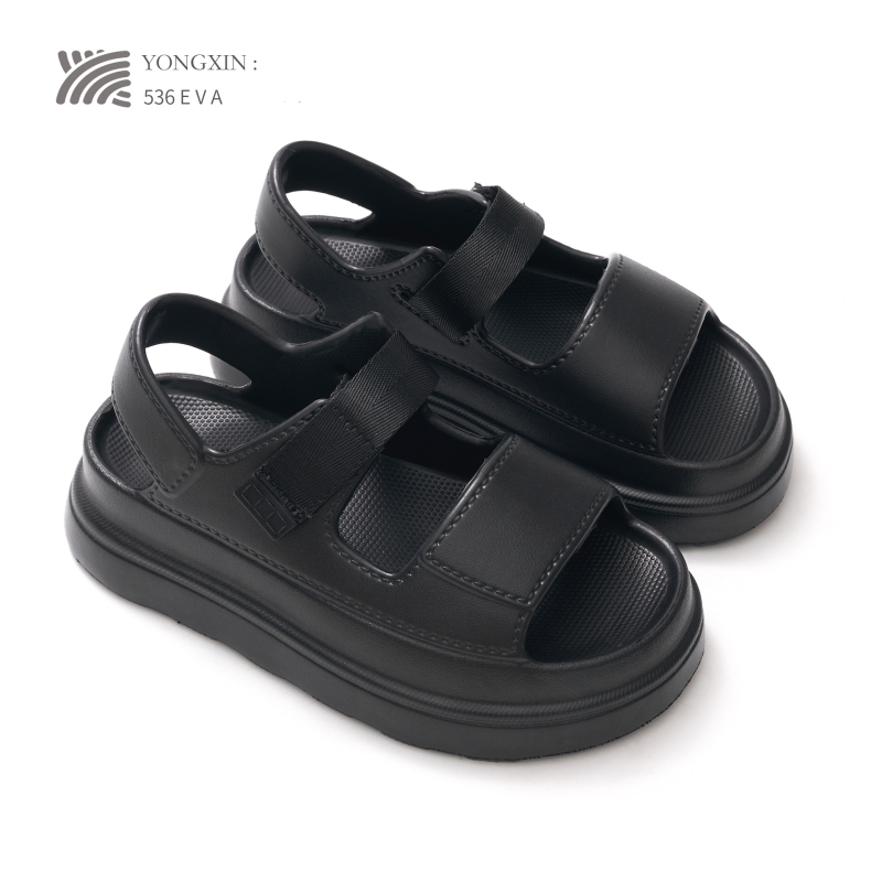 Ženske sandale s jednim remenom od EVA, debeli potplat, casual outdoor stil za plažu, 3-5 cm srednja peta, 4 cm potplat, zatvaranje na Velcro