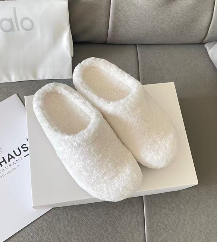 Ženske mule od velura s kožnim podstavkom, debela gumena potplata, pamukova unutrašnjost, slip-on, zatvoren vrh prsta