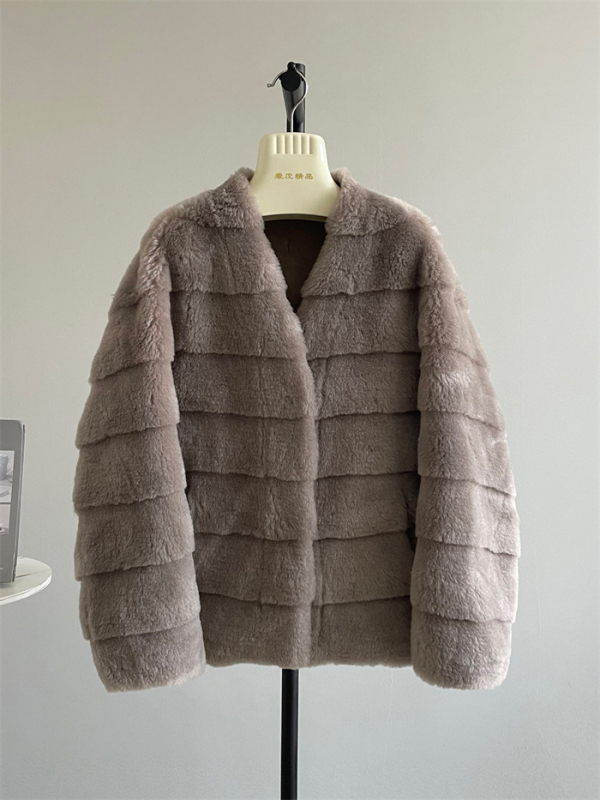 Ženski kaput od vune sa shearlingom, V-izrez, korejski stil, srednja duljina, 95% vuna