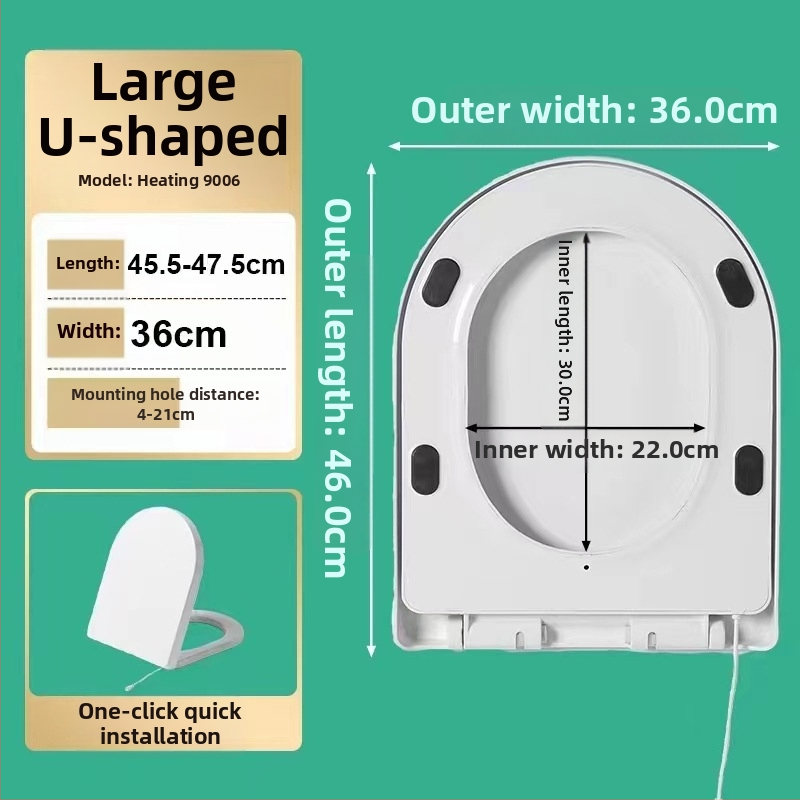 Chytrá vykurovaná doska na WC s okamžitým vykúrením a vyhrievaním kruhu sedadla, z PP dosky, rozteč otvorov 14, jednoduchá inštalácia, univerzálny dizajn.