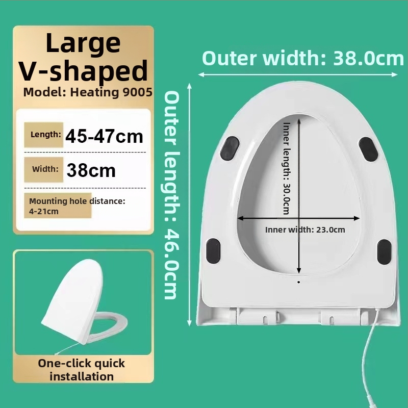 Chytrá vykurovaná doska na WC s okamžitým vykúrením a vyhrievaním kruhu sedadla, z PP dosky, rozteč otvorov 14, jednoduchá inštalácia, univerzálny dizajn.