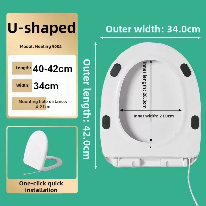 Chytrá vykurovaná doska na WC s okamžitým vykúrením a vyhrievaním kruhu sedadla, z PP dosky, rozteč otvorov 14, jednoduchá inštalácia, univerzálny dizajn.