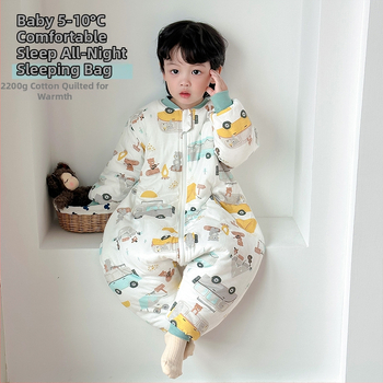 Unisex 100% βαμβακερός επενδυμένος υπνόσακος με διαχωρισμούς ποδιών για παιδιά, χειμώνας-φθινόπωρο, 3–8 ετών, οικιακή ενδυμασία