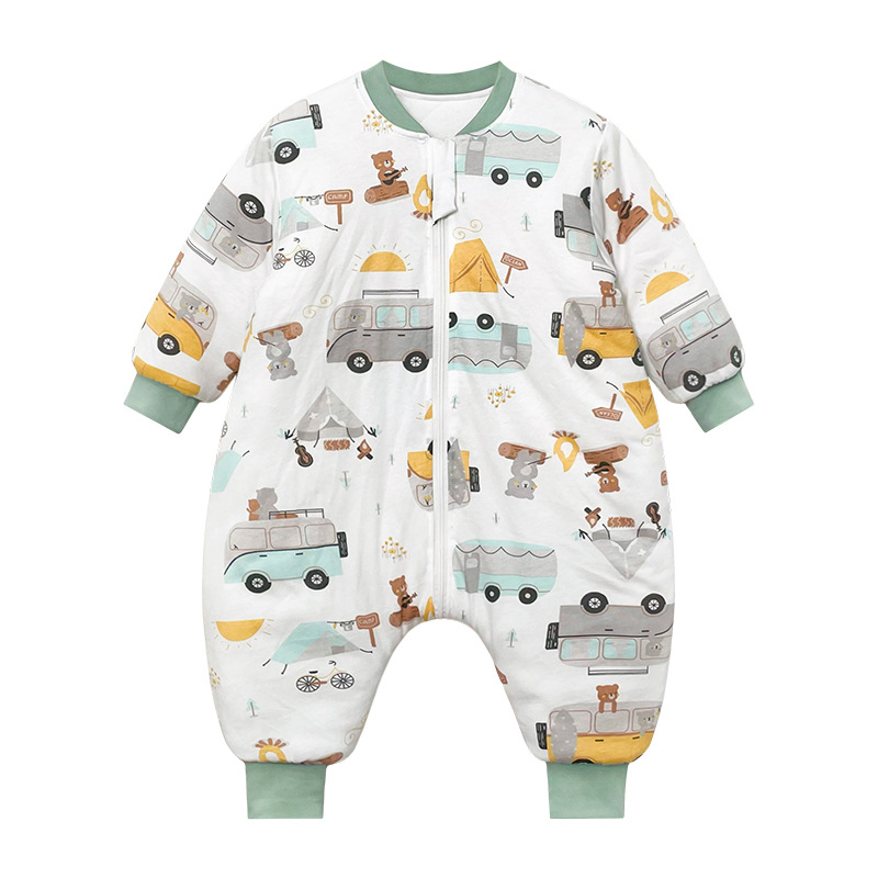 Unisex 100% βαμβακερός επενδυμένος υπνόσακος με διαχωρισμούς ποδιών για παιδιά, χειμώνας-φθινόπωρο, 3–8 ετών, οικιακή ενδυμασία