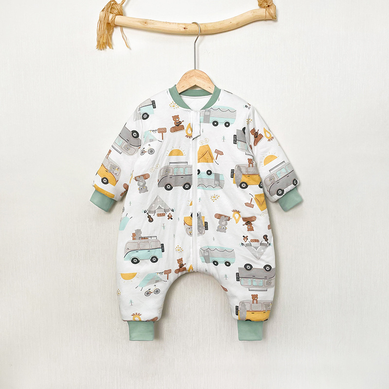 Unisex 100% βαμβακερός επενδυμένος υπνόσακος με διαχωρισμούς ποδιών για παιδιά, χειμώνας-φθινόπωρο, 3–8 ετών, οικιακή ενδυμασία