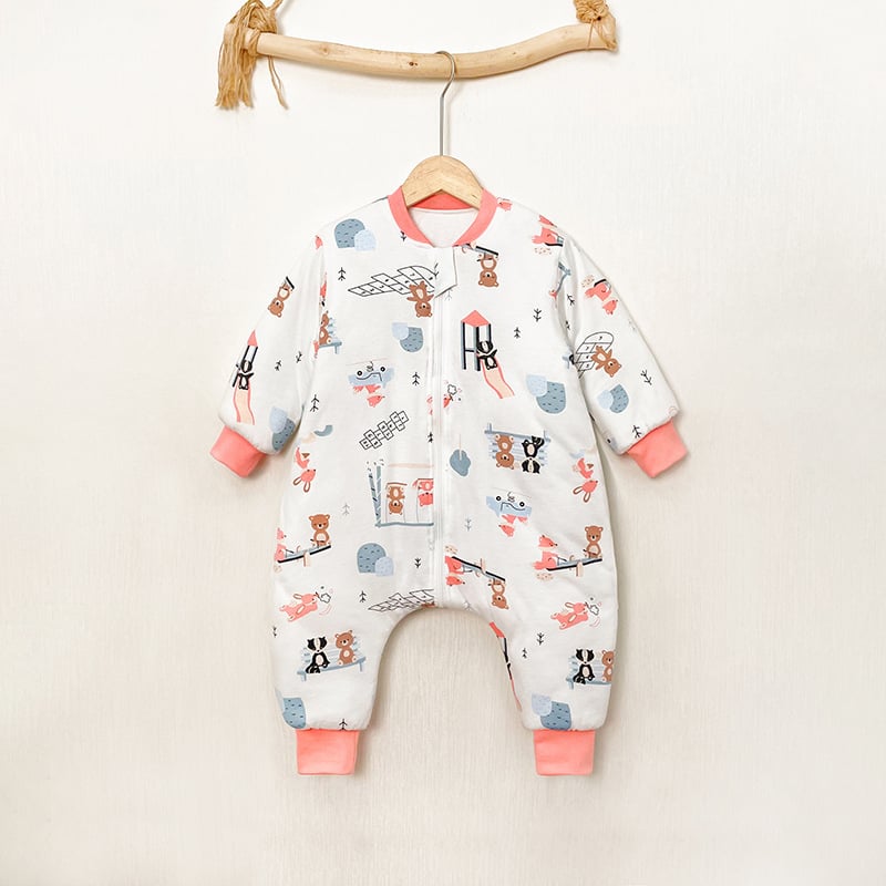 Unisex 100% βαμβακερός επενδυμένος υπνόσακος με διαχωρισμούς ποδιών για παιδιά, χειμώνας-φθινόπωρο, 3–8 ετών, οικιακή ενδυμασία