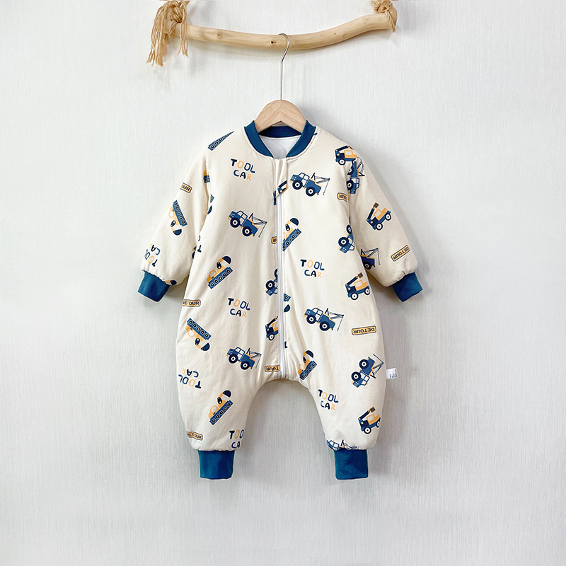 Unisex 100% βαμβακερός επενδυμένος υπνόσακος με διαχωρισμούς ποδιών για παιδιά, χειμώνας-φθινόπωρο, 3–8 ετών, οικιακή ενδυμασία