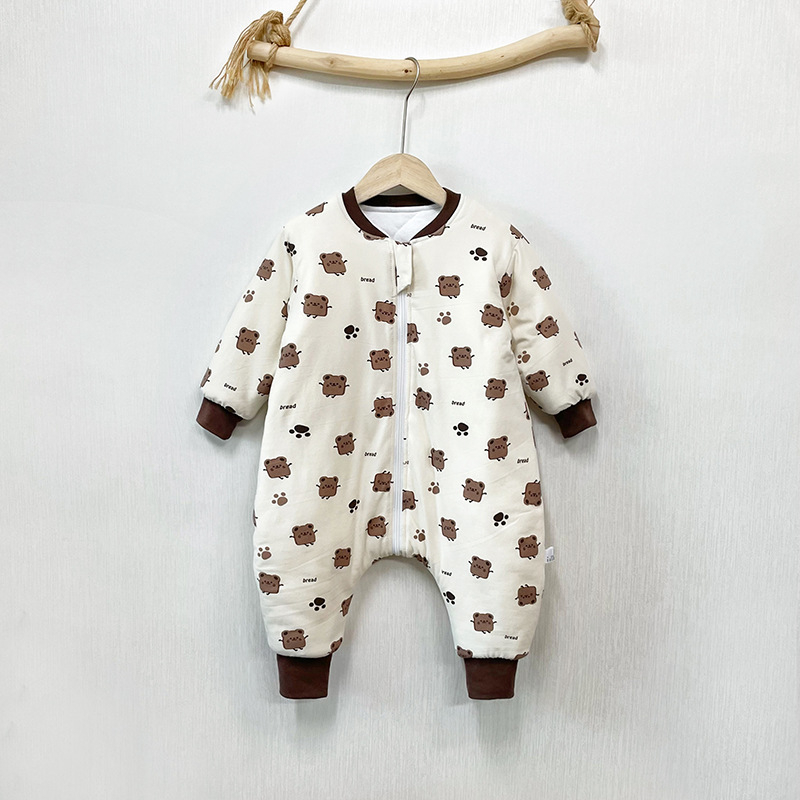 Unisex 100% βαμβακερός επενδυμένος υπνόσακος με διαχωρισμούς ποδιών για παιδιά, χειμώνας-φθινόπωρο, 3–8 ετών, οικιακή ενδυμασία