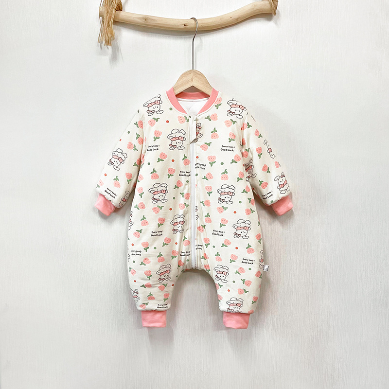 Unisex 100% βαμβακερός επενδυμένος υπνόσακος με διαχωρισμούς ποδιών για παιδιά, χειμώνας-φθινόπωρο, 3–8 ετών, οικιακή ενδυμασία