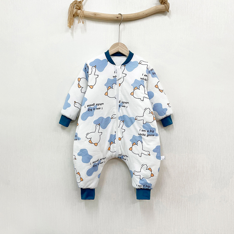 Unisex 100% βαμβακερός επενδυμένος υπνόσακος με διαχωρισμούς ποδιών για παιδιά, χειμώνας-φθινόπωρο, 3–8 ετών, οικιακή ενδυμασία