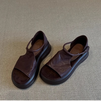 Ρωμαϊκά σανδάλια με άνω μέρος από υπερ ίνες, σόλα από αφρό καουουκ, κλείσιμο Velcro, στρογγυλός δάχτυλο - Καλοκαίρι 2025