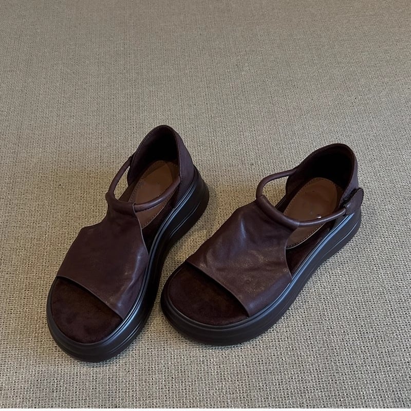 Ρωμαϊκά σανδάλια με άνω μέρος από υπερ ίνες, σόλα από αφρό καουουκ, κλείσιμο Velcro, στρογγυλός δάχτυλο - Καλοκαίρι 2025