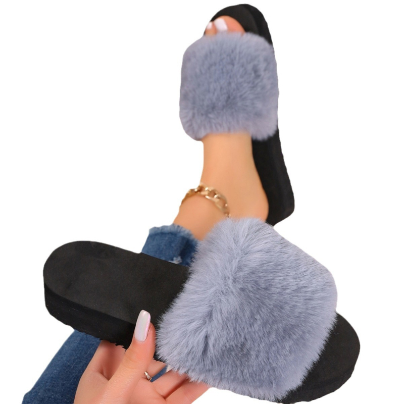 Puhaste papuče s nubuk gornjim dijelom, gumom na potplatu, PU podstavom, debljina potplata 0–3 cm, ploska potplata