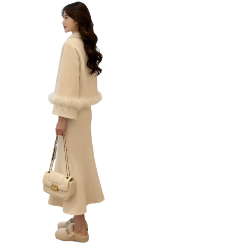 Γυναικεία πλεκτή φούστα με ουρά ψαριού, Χειμώνας 2025, Υψηλή μέση, Μεσαίου μήκους, Πολυεστέρας