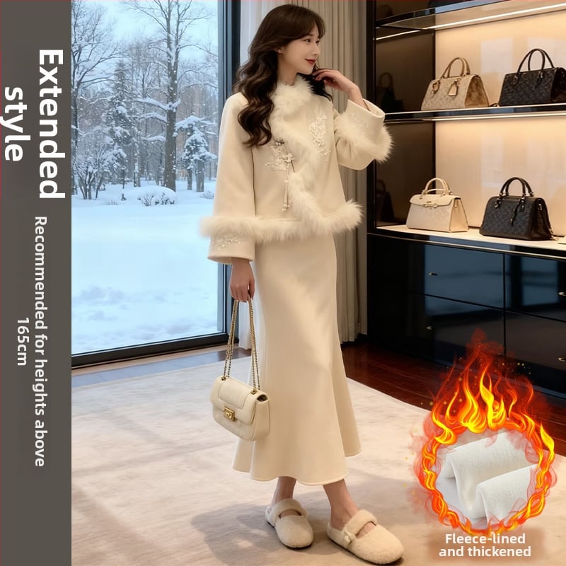 Γυναικεία πλεκτή φούστα με ουρά ψαριού, Χειμώνας 2025, Υψηλή μέση, Μεσαίου μήκους, Πολυεστέρας