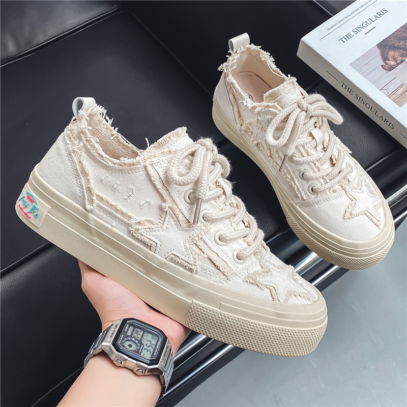 Muške casual platnene board shoes, okrugli vrh, niski kroj, gumeni potplat