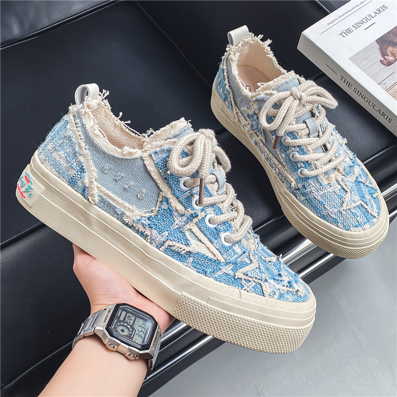 Muške casual platnene board shoes, okrugli vrh, niski kroj, gumeni potplat