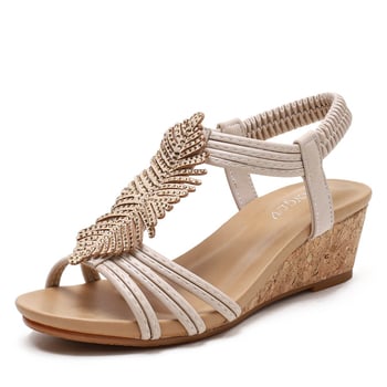 Casual sandale s klina, PU gornji dio, TPU đon, zaobljeni vrh, cvjetni uzorak, visina klina 3–5 cm