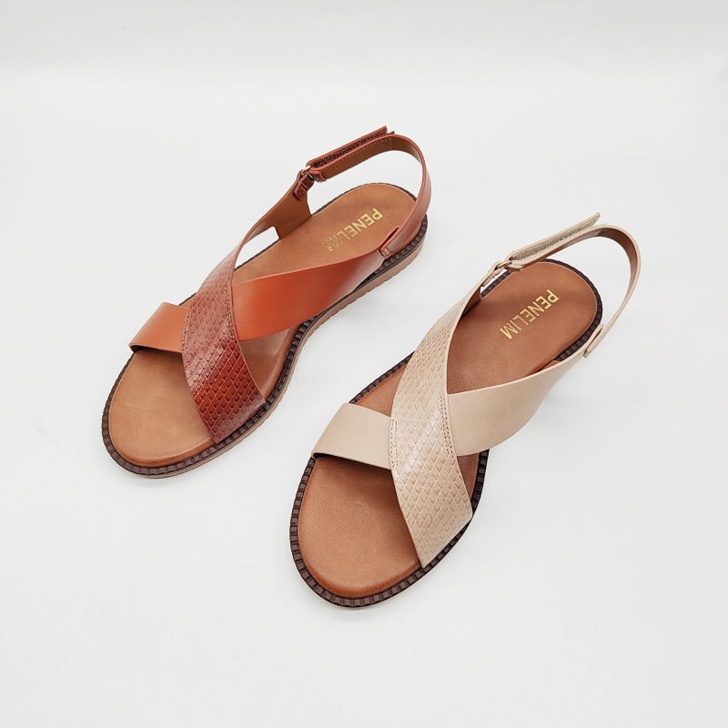 Ρωμαϊκά σανδάλια με εκτύπωση φιδιού, κλείσιμο με αγκράφα, PU πάνω μέρος, καουτσούκ σόλα, επίπεδη σόλα