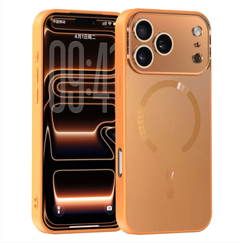 Magnetický kryt na iPhone s veľkým oknom objektívu, TPU materiál, reliéfna zadná strana s dvojitou textúrou, podporuje bezdrôtové magnetické nabíjanie