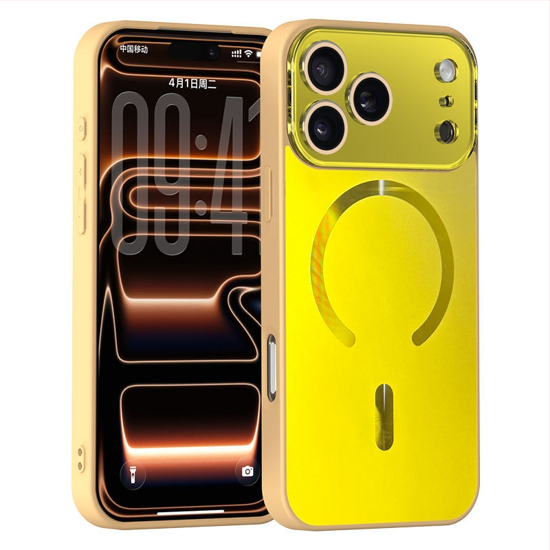 Magnetický kryt na iPhone s veľkým oknom objektívu, TPU materiál, reliéfna zadná strana s dvojitou textúrou, podporuje bezdrôtové magnetické nabíjanie