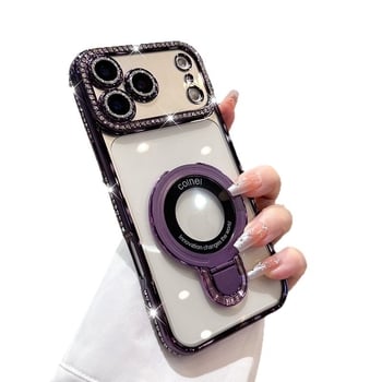 TPU púzdro na iPhone s magnetickou oporou, elektroplating povrch, odolné voči nárazom, magnetické uchytenie; kompatibilné s radou iPhone 11–17 Pro/Max