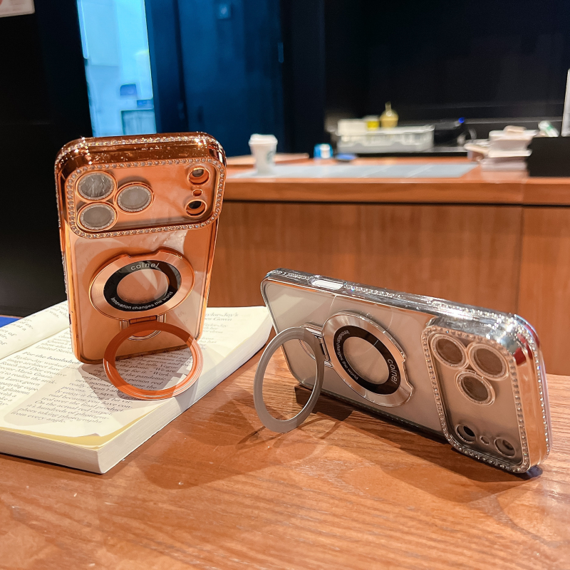 TPU púzdro na iPhone s magnetickou oporou, elektroplating povrch, odolné voči nárazom, magnetické uchytenie; kompatibilné s radou iPhone 11–17 Pro/Max