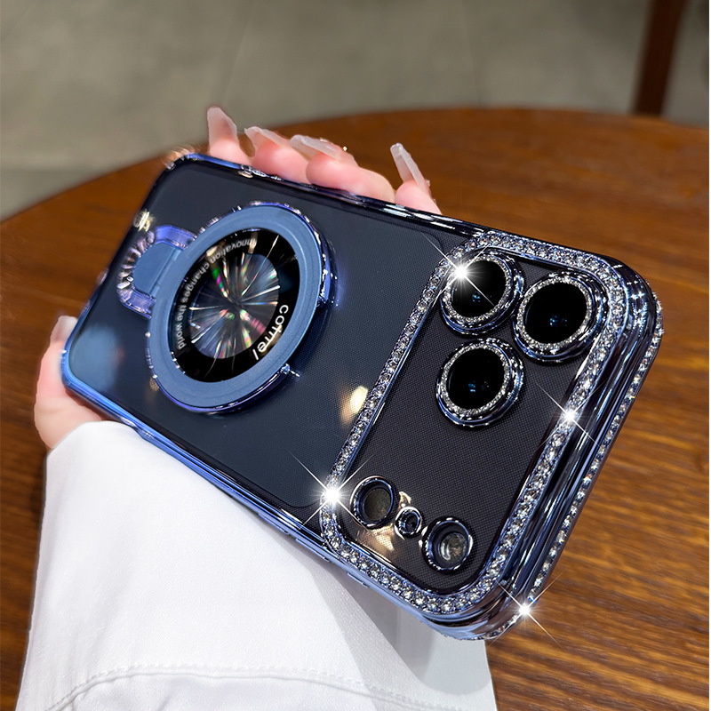 TPU púzdro na iPhone s magnetickou oporou, elektroplating povrch, odolné voči nárazom, magnetické uchytenie; kompatibilné s radou iPhone 11–17 Pro/Max