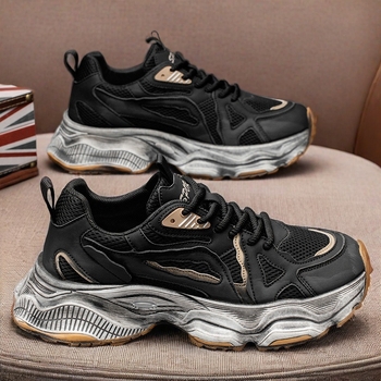 Pantofi bărbătești Dad Shoes: upper PU+mesh respirabil, talpă din cauciuc, gleznă joasă, șireturi, branț EVA