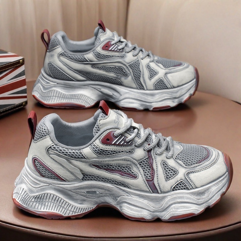Pantofi bărbătești Dad Shoes: upper PU+mesh respirabil, talpă din cauciuc, gleznă joasă, șireturi, branț EVA