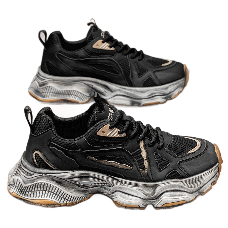 Pantofi bărbătești Dad Shoes: upper PU+mesh respirabil, talpă din cauciuc, gleznă joasă, șireturi, branț EVA