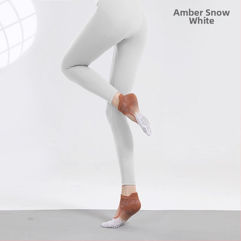 Йога чорапи с противохлъзгаща повърхност, абсорбиращи пот, петопръстни чорапи със разделени пръсти, танцови чорапи без пета, памук