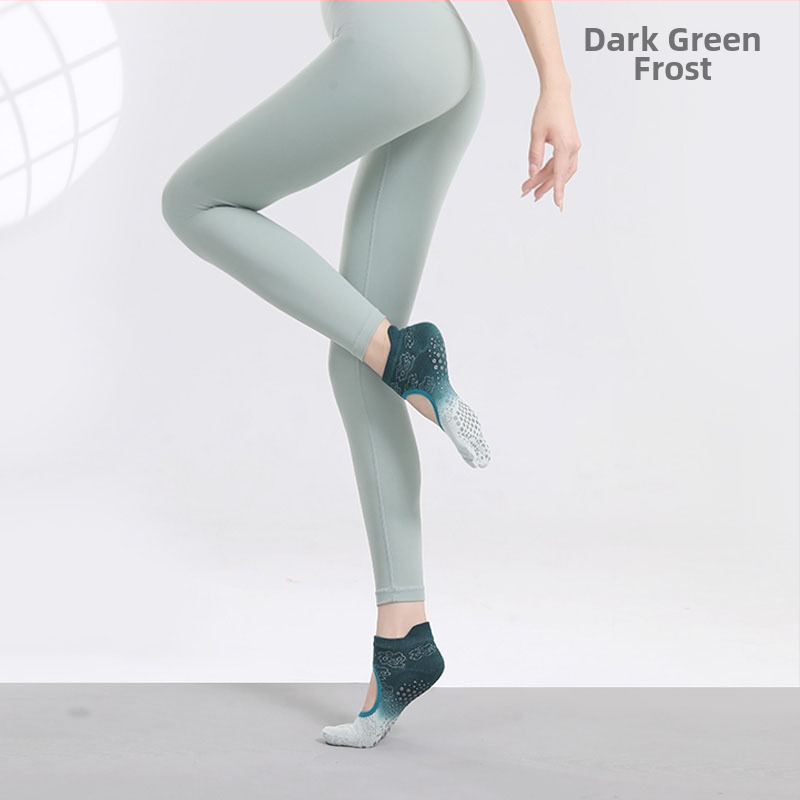 Йога чорапи с противохлъзгаща повърхност, абсорбиращи пот, петопръстни чорапи със разделени пръсти, танцови чорапи без пета, памук