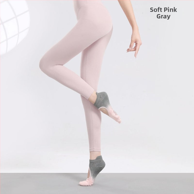 Йога чорапи с противохлъзгаща повърхност, абсорбиращи пот, петопръстни чорапи със разделени пръсти, танцови чорапи без пета, памук