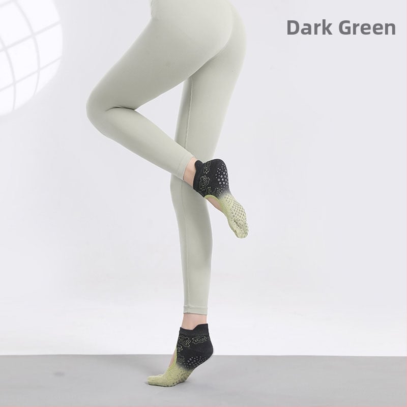 Йога чорапи с противохлъзгаща повърхност, абсорбиращи пот, петопръстни чорапи със разделени пръсти, танцови чорапи без пета, памук