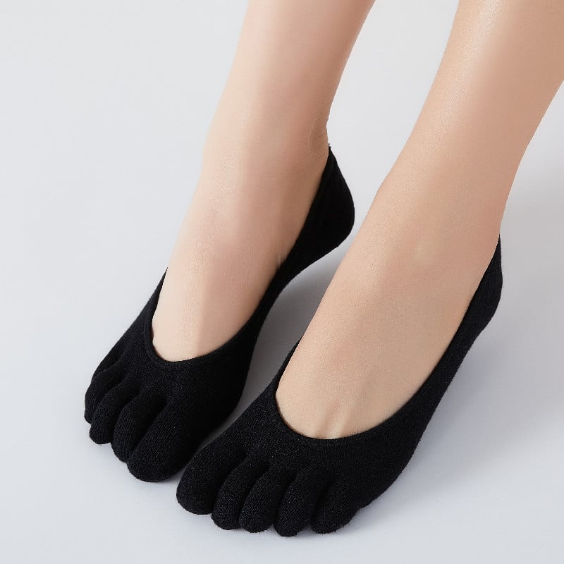 Дамски памучни чорапи за пет пръста, едноцветни, попиват потта, дезодорират, против триене, плетени с една игла, къс цилиндричен дизайн