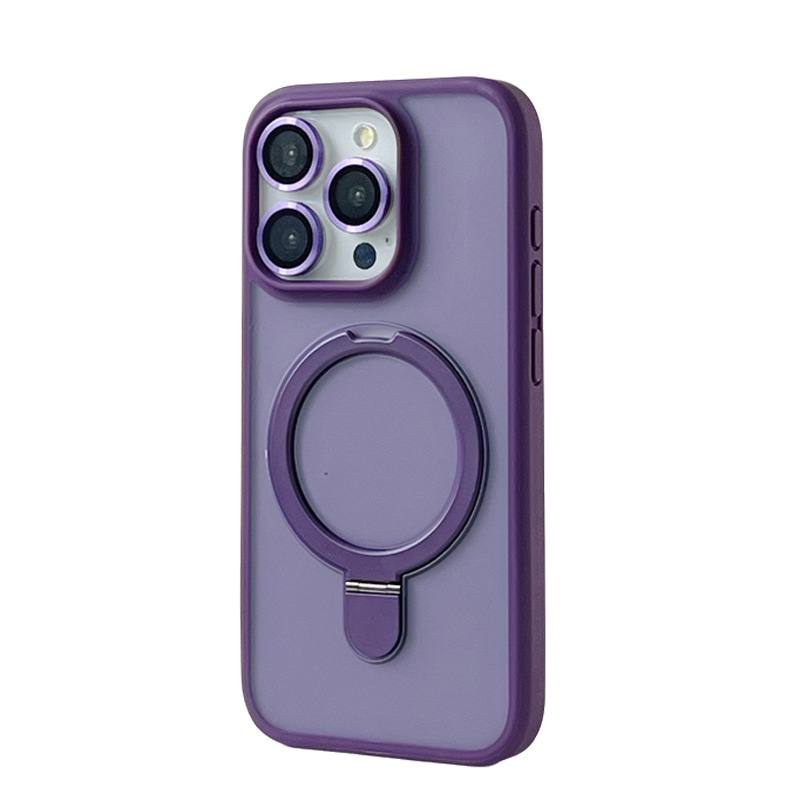 Pouzdro na telefón s magnetickým stojanom, matný PC materiál, pre iPhone 11–14 série, s fóliou na objektív a ochranným krytom