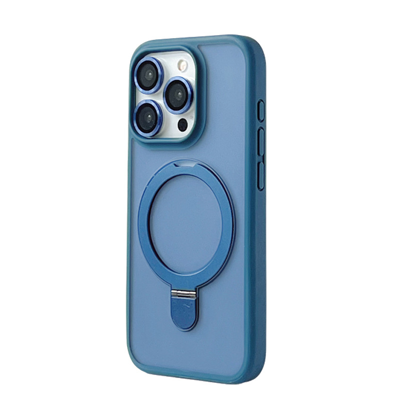 Pouzdro na telefón s magnetickým stojanom, matný PC materiál, pre iPhone 11–14 série, s fóliou na objektív a ochranným krytom