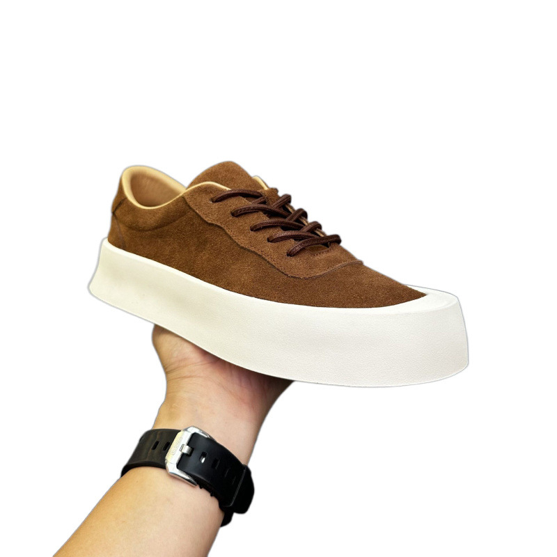 Adidași pentru bărbați din piele naturală, fabricați manual, talpă groasă, șireturi, stil casual vintage