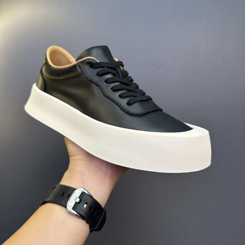 Adidași pentru bărbați din piele naturală, fabricați manual, talpă groasă, șireturi, stil casual vintage