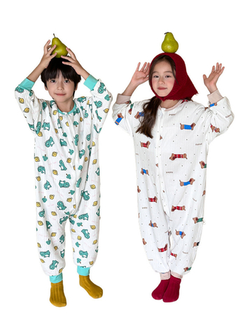 Salopetă de somn pentru copii din bumbac pur, exterior din bumbac peste 95%, căptușeală și umplutură din bumbac, siguranță clasă A, potrivită pentru primăvară și toamnă, copii 3–8 ani.