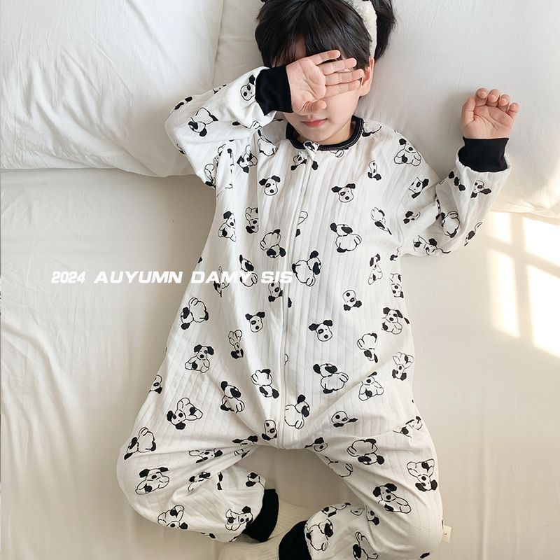 Salopetă de somn pentru copii din bumbac pur, exterior din bumbac peste 95%, căptușeală și umplutură din bumbac, siguranță clasă A, potrivită pentru primăvară și toamnă, copii 3–8 ani.