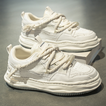 Adidași din canvas pentru bărbați, cu talpă groasă din cauciuc, șireturi, talpă interioară EVA