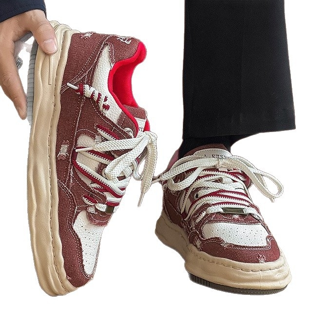 Adidași din canvas pentru bărbați, cu talpă groasă din cauciuc, șireturi, talpă interioară EVA