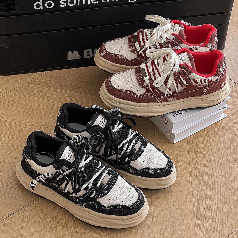 Adidași din canvas pentru bărbați, cu talpă groasă din cauciuc, șireturi, talpă interioară EVA