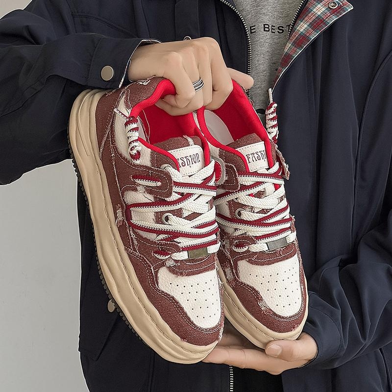 Adidași din canvas pentru bărbați, cu talpă groasă din cauciuc, șireturi, talpă interioară EVA