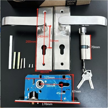 Încuietoare pentru uși interioare cu mâner – oțel inox, model HW111-G22, montaj pe suprafață, încuire cu cheie (HW111-G22; oțel inox; montaj pe suprafață; încuire cu cheie)